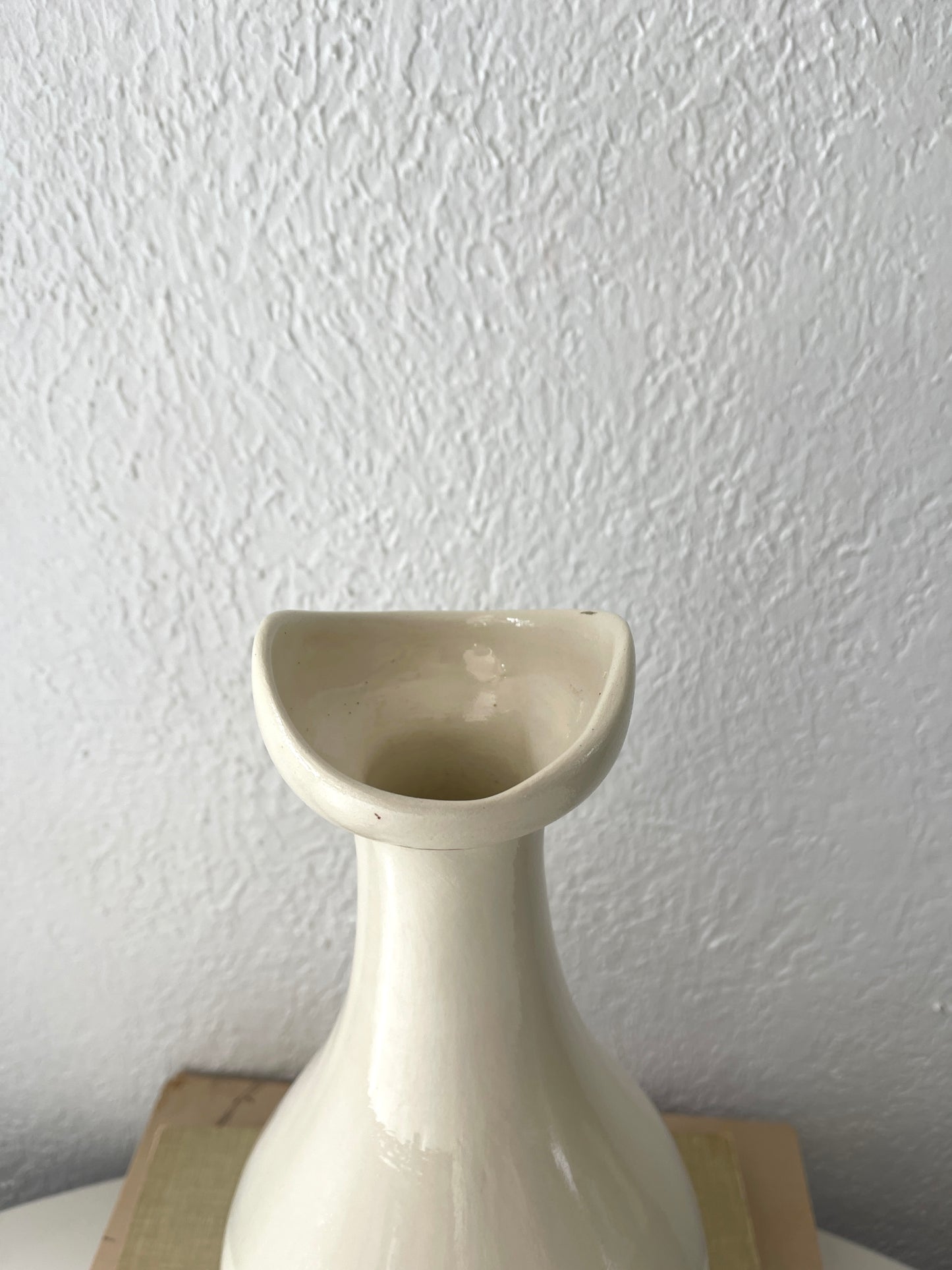 Vintage MCM ceramic cream glazed watering pot | ceramic vase
