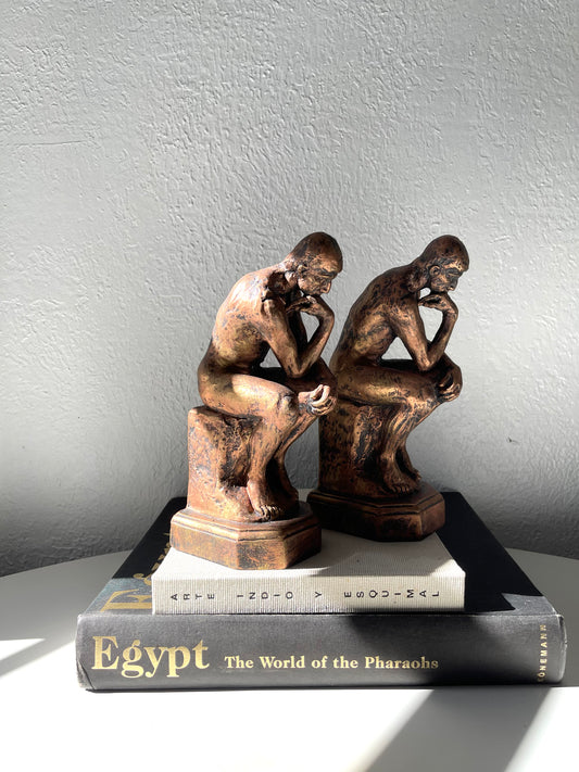 Bronzed finish Rodin’s Thinking man bookends | Set 2