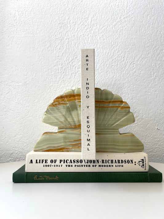 MCM Art Deco green onyx seashell bookends | Set 2