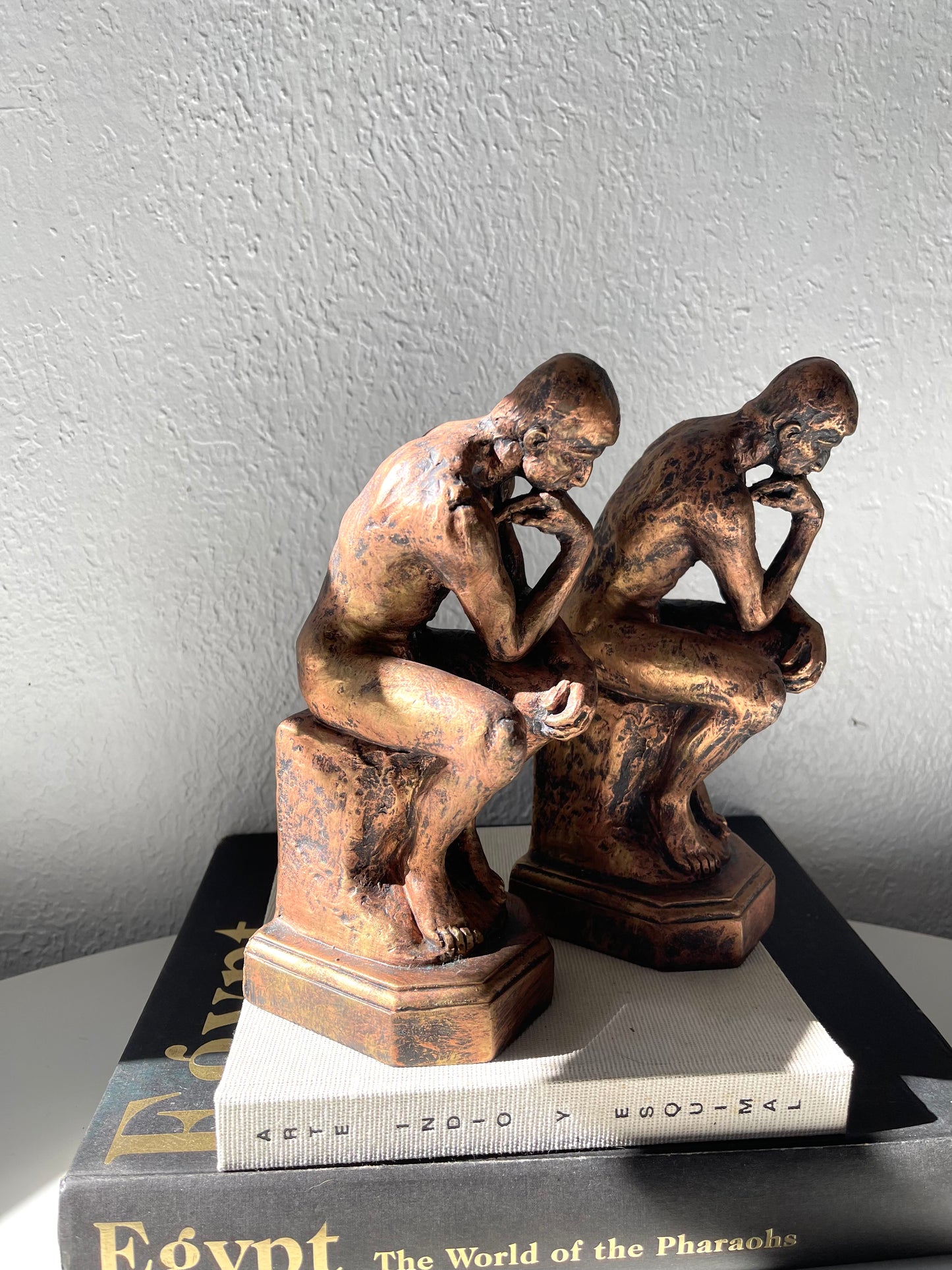 Bronzed finish Rodin’s Thinking man bookends | Set 2