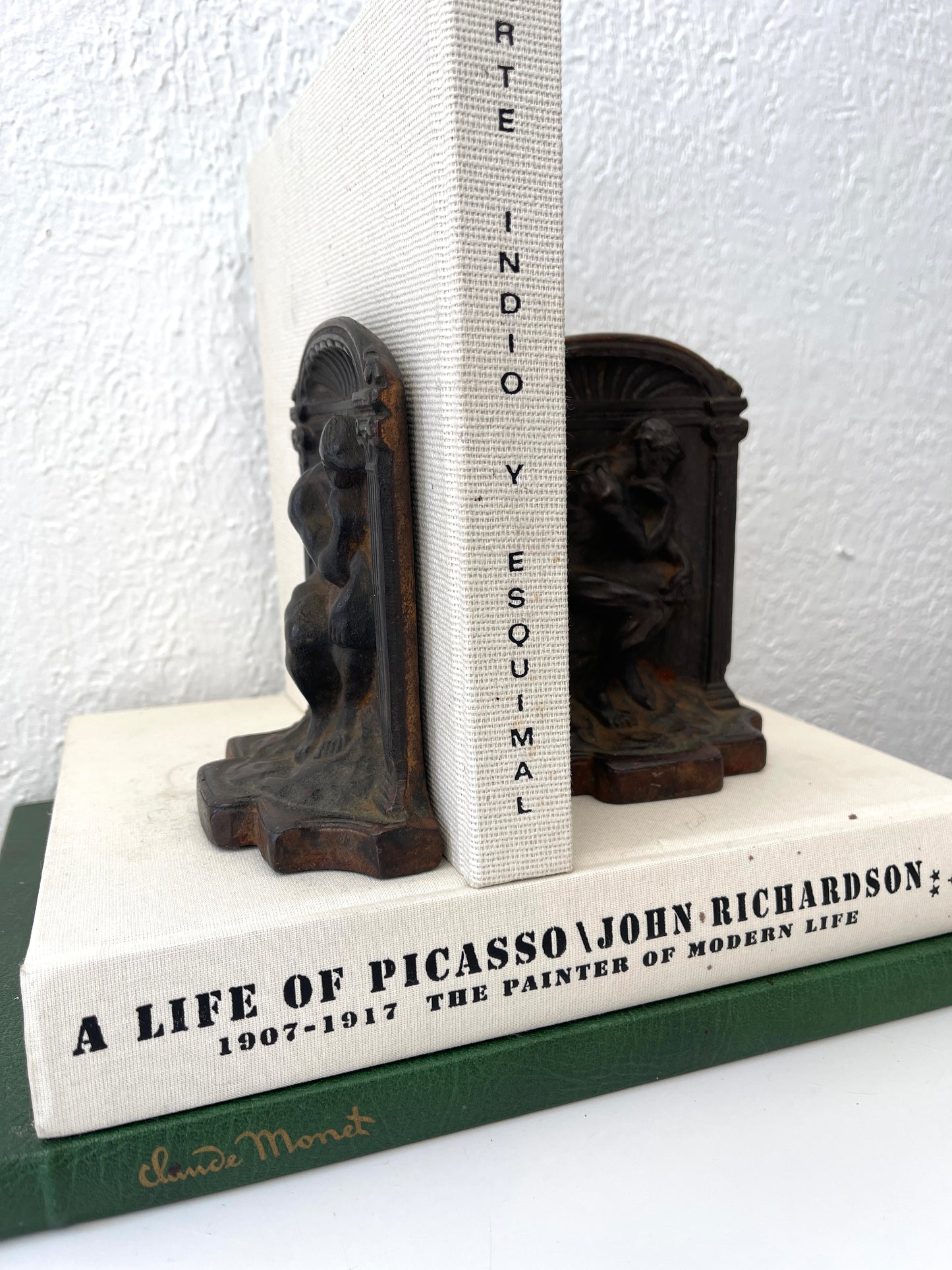 MCM Rodin’s thinking man cast iron | bronzed bookends | Set 2
