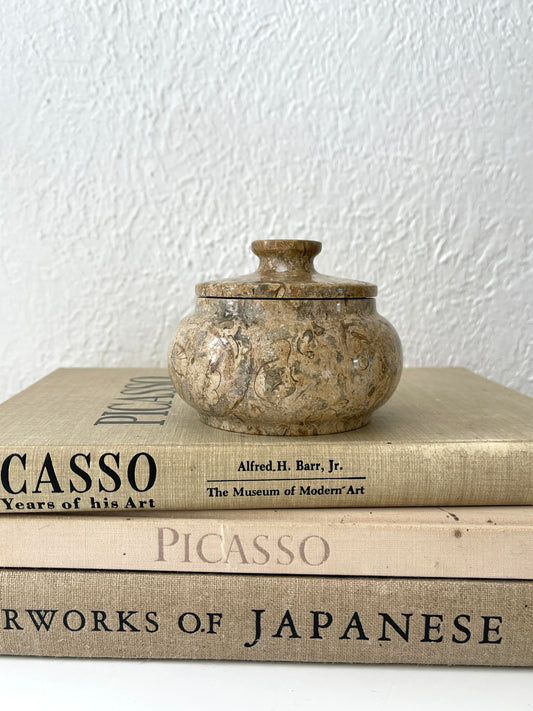 Vintage marble trinket box | lidded catchall