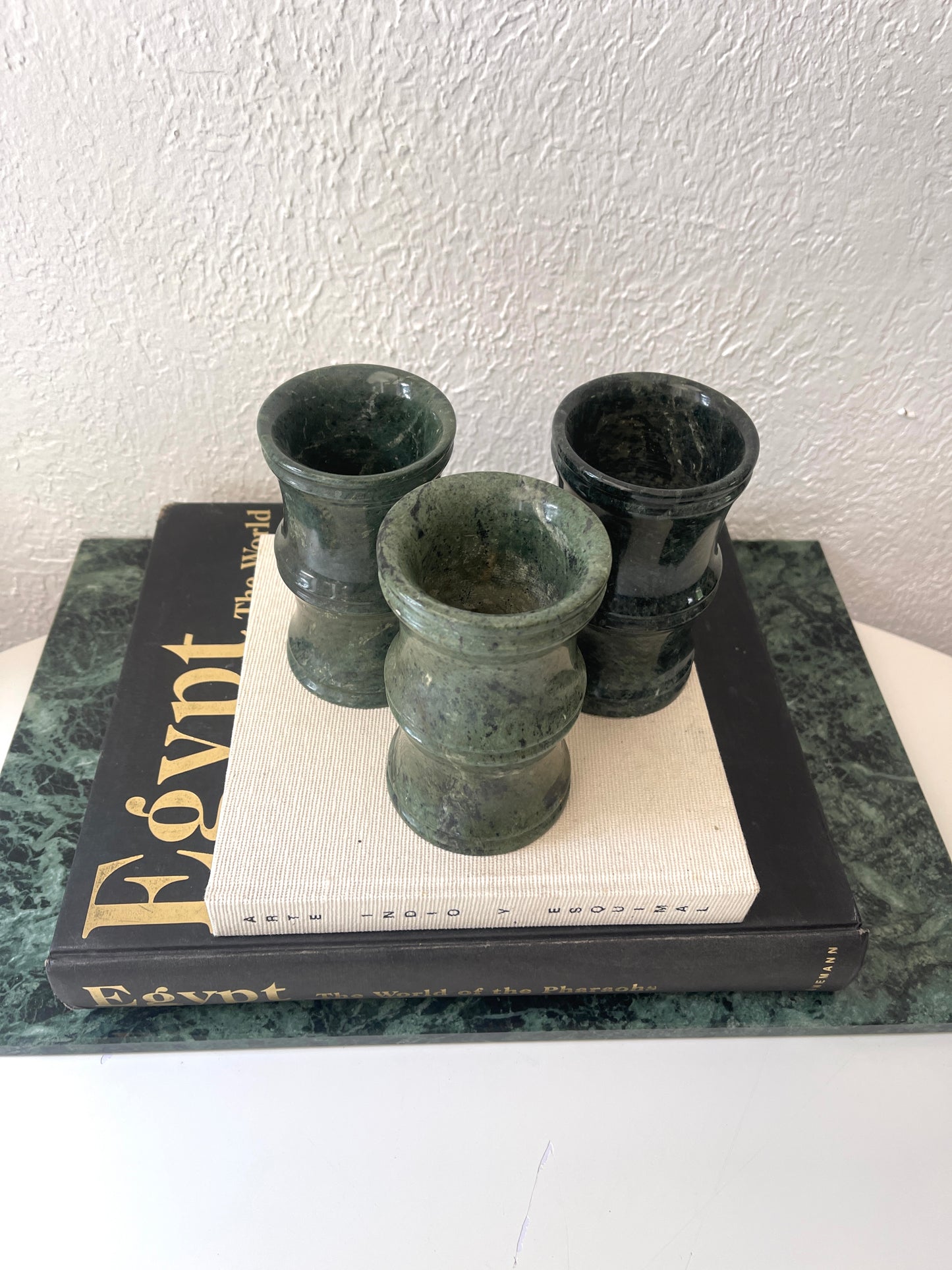 Vintage green marble drinkware | Set 3 | barware decor
