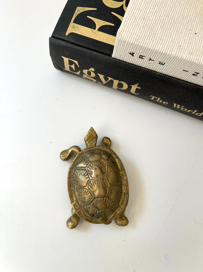 Vintage brass hinged turtle trinket box | ashtray | brass catchall