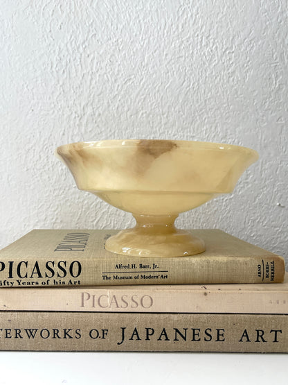 Vintage Italian Alabaster compote centerpiece bowl | catchall