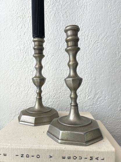 Ornate metal taper candlestick holders | Set 2