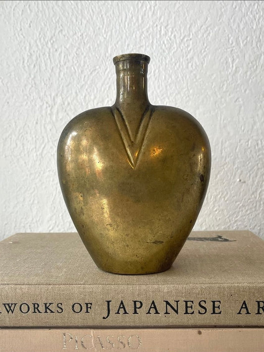 MCM Art-Deco Brass Heart-Shaped Decanter