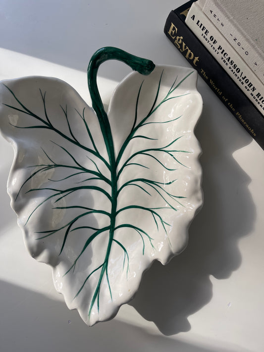 Vintage Italian ceramic leaf serving platter | catchall