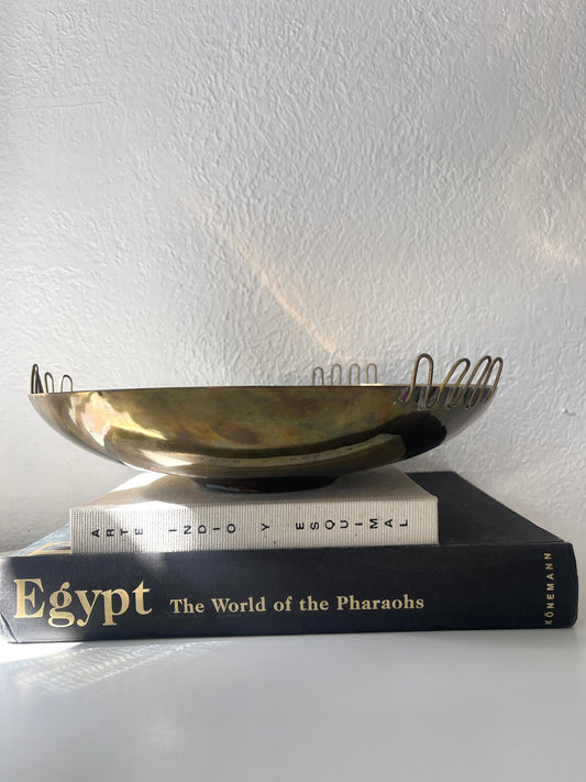 Vintage Art Deco brass centerpiece bowl | vintage handmade brass bowl