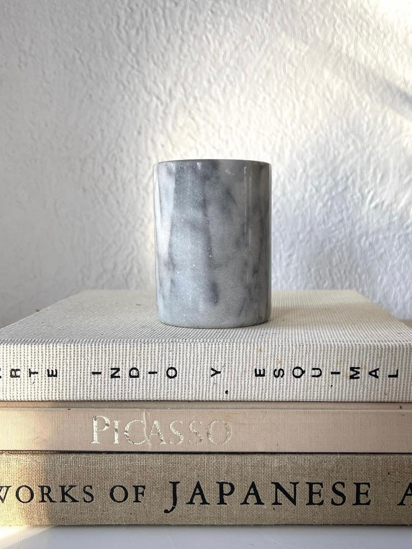 Cylinder style marble candle holder