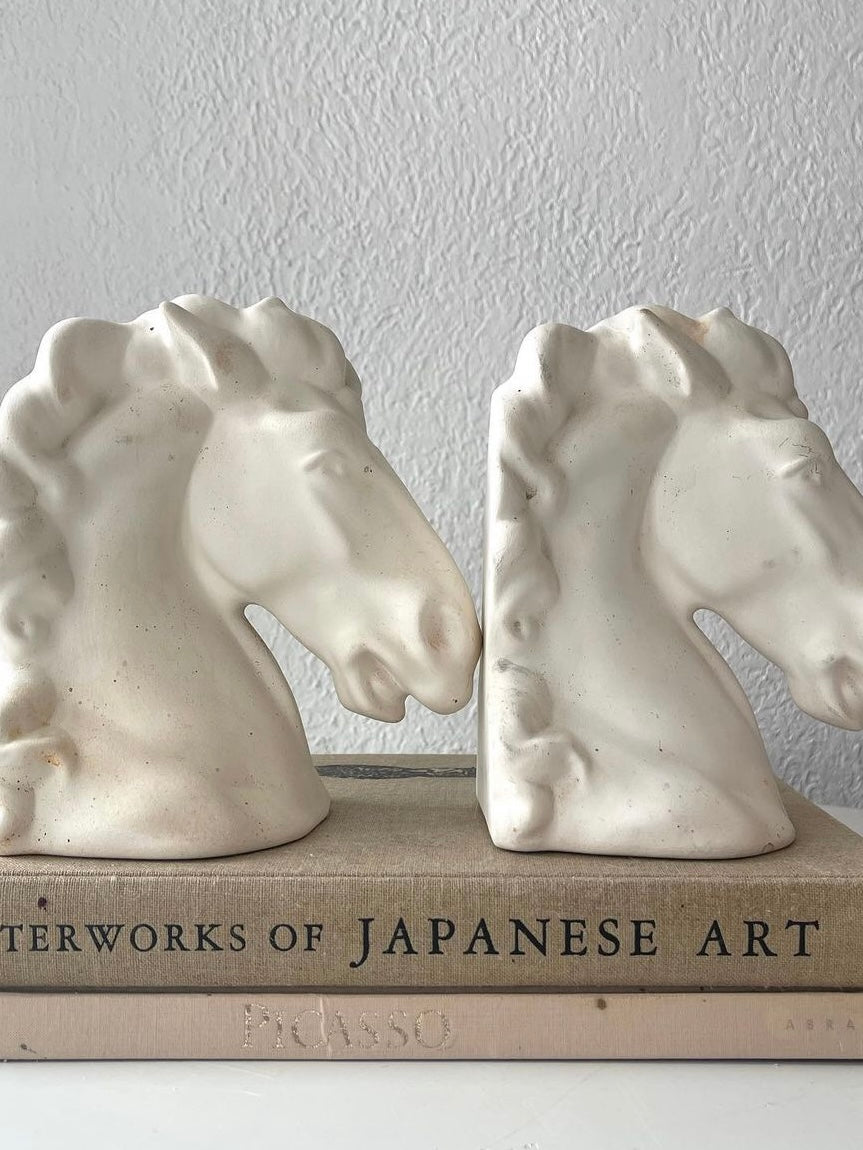 Vintage Ceramic Horse Head Bookends