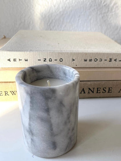 Cylinder style marble candle holder
