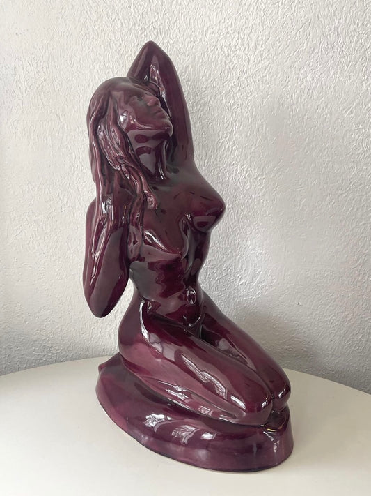 X-Large Art Deco nude Ceramic Statue | vintage floor statue