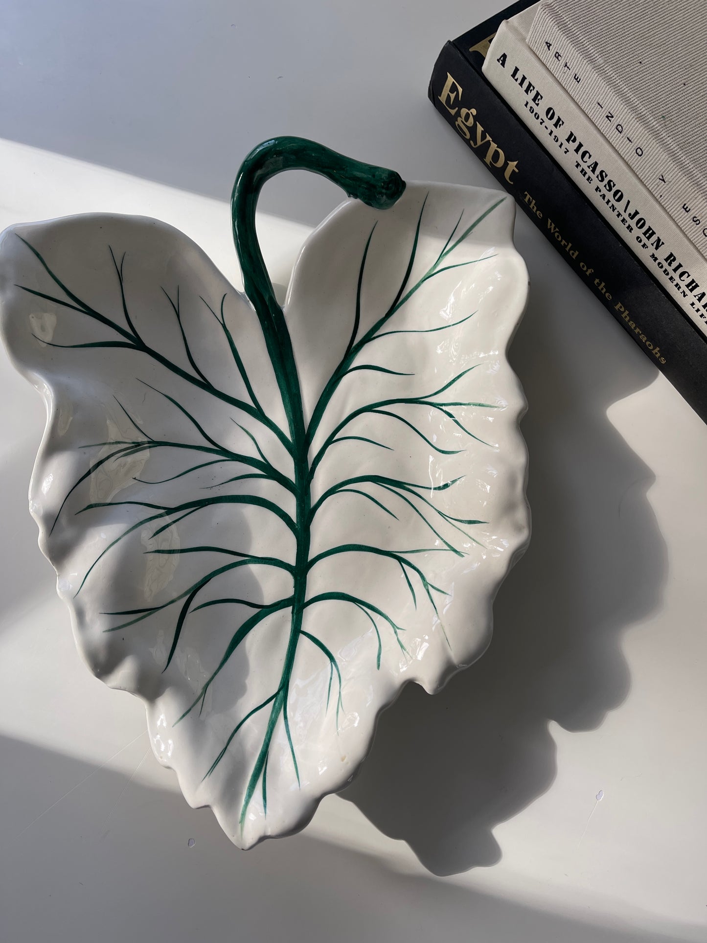 Vintage Italian ceramic leaf serving platter | catchall